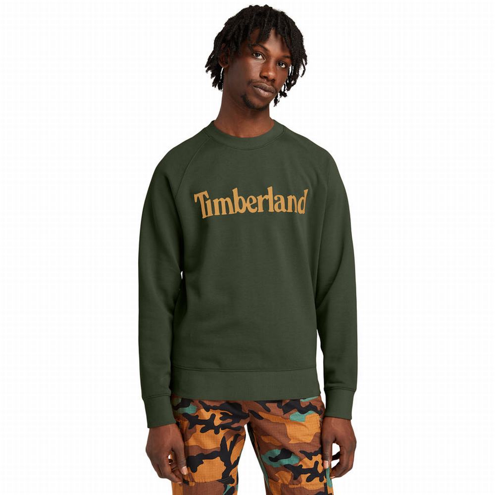 Pánské Jumpers Timberland Heritage Logo Crewneck Zelene | TI92463-815