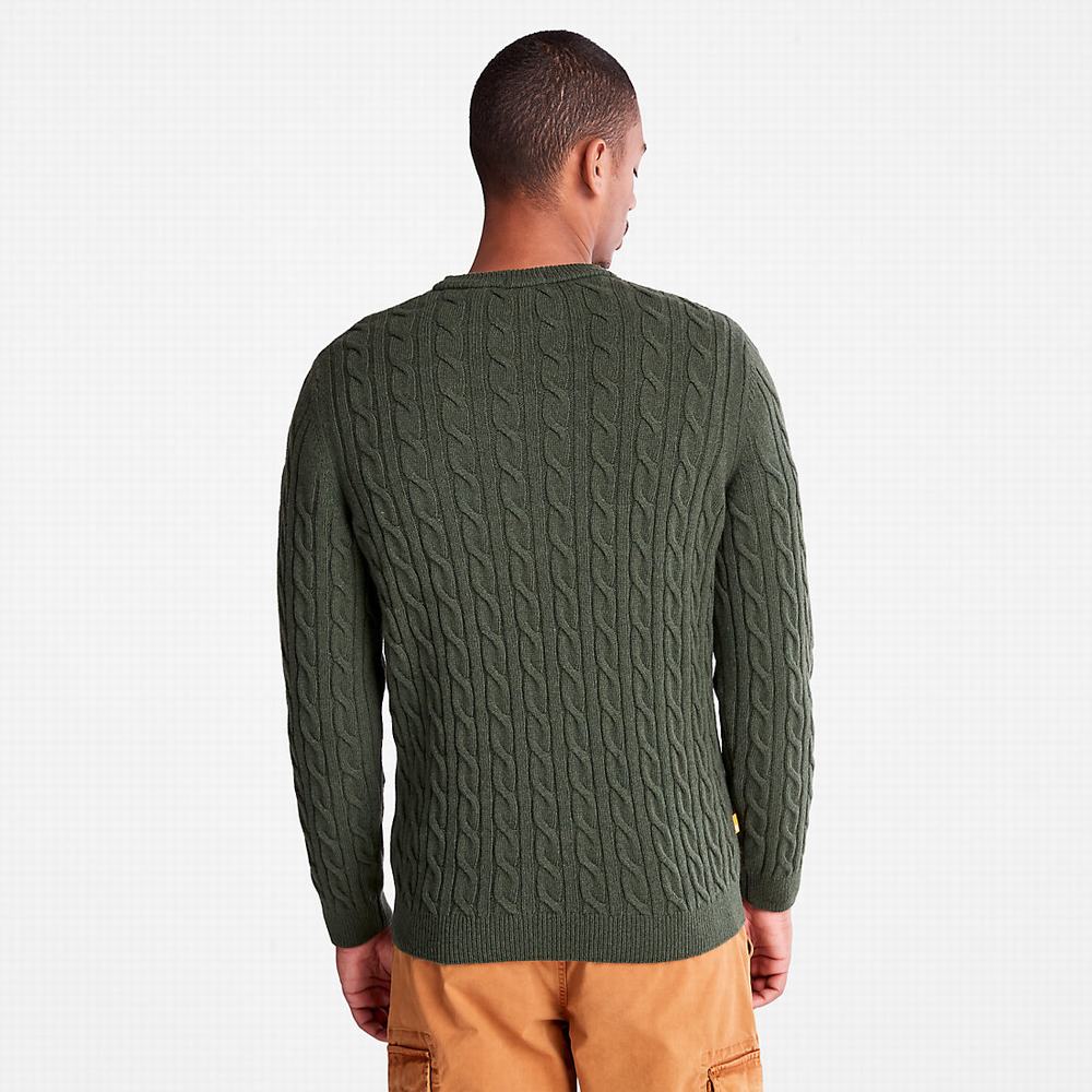Pánské Jumpers Timberland Phillips Brook Cable Crewneck Tmavě Zelene | TI16520-156