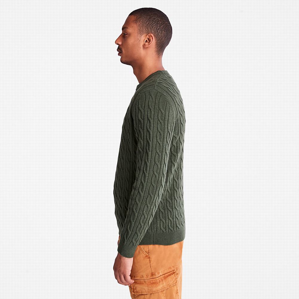 Pánské Jumpers Timberland Phillips Brook Cable Crewneck Tmavě Zelene | TI16520-156