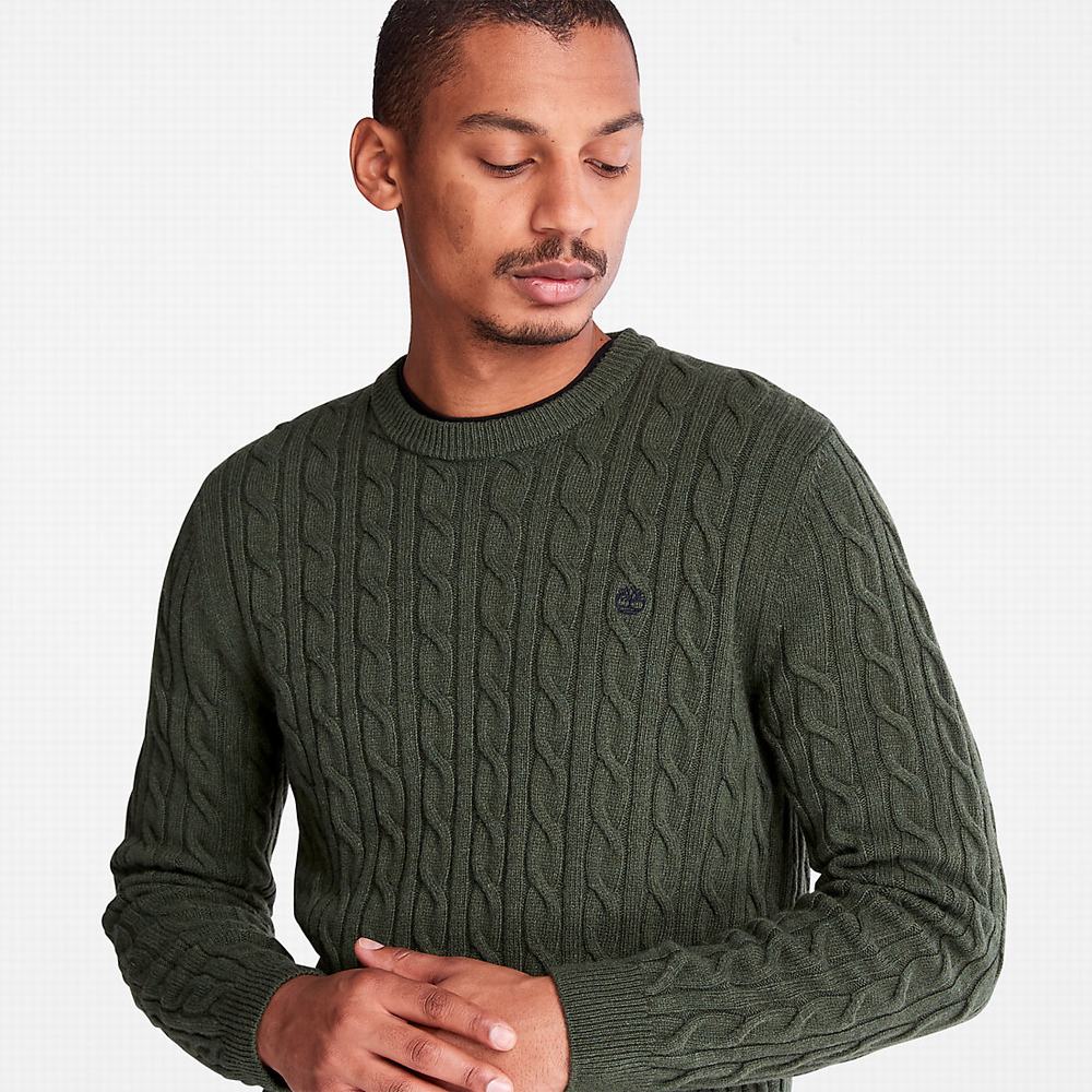 Pánské Jumpers Timberland Phillips Brook Cable Crewneck Tmavě Zelene | TI16520-156