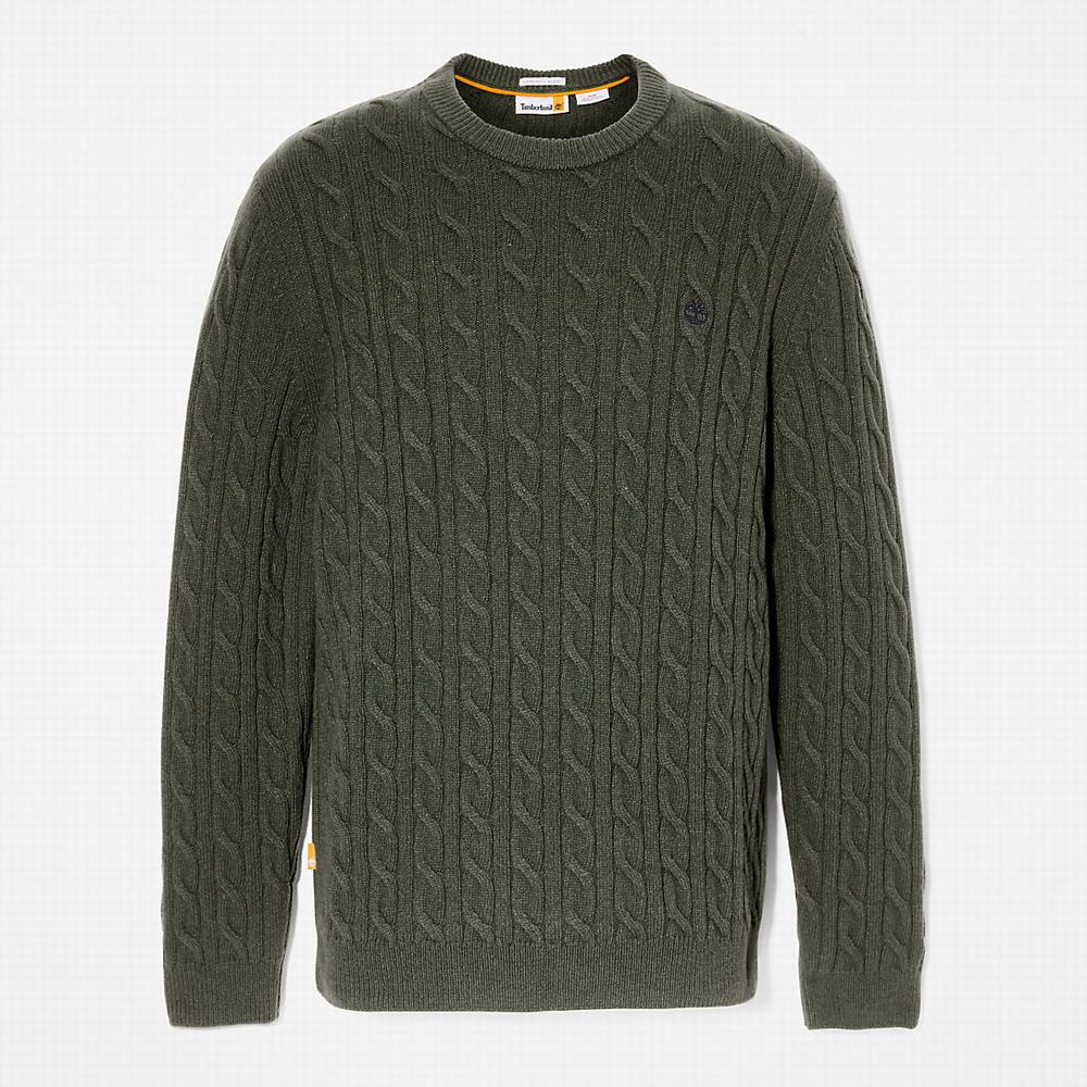 Pánské Jumpers Timberland Phillips Brook Cable Crewneck Tmavě Zelene | TI16520-156