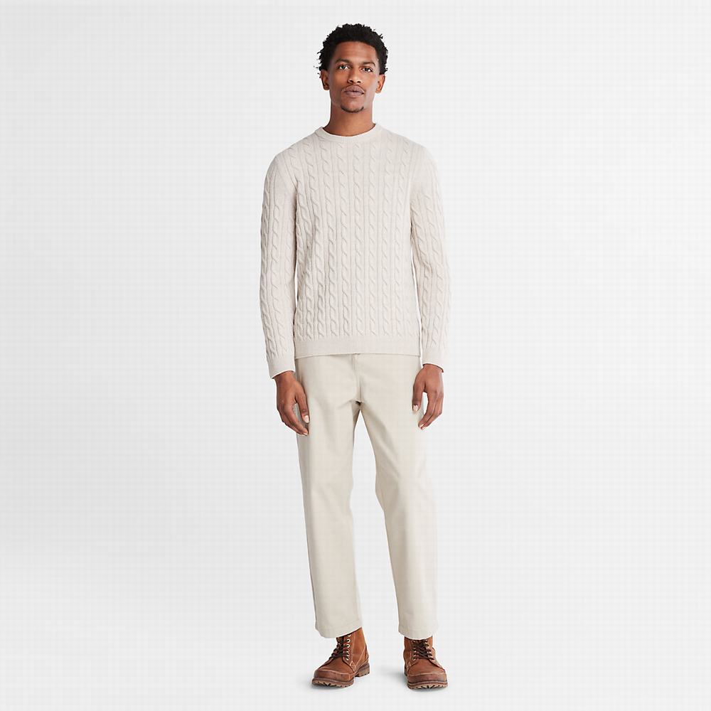 Pánské Jumpers Timberland Phillips Brook Cable Crewneck Béžový | TI69780-395