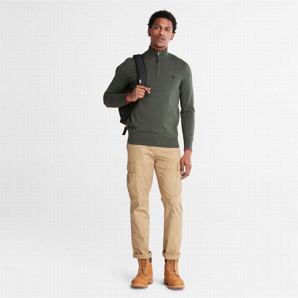 Pánské Jumpers Timberland Williams River Half-zip Tmavě Zelene | TI12573-792