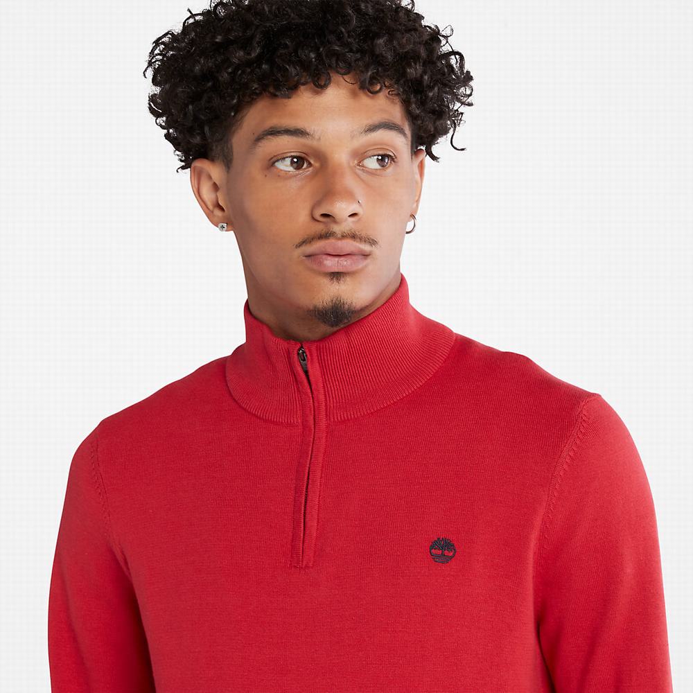 Pánské Jumpers Timberland Williams River Zip-neck Červené | TI35891-462