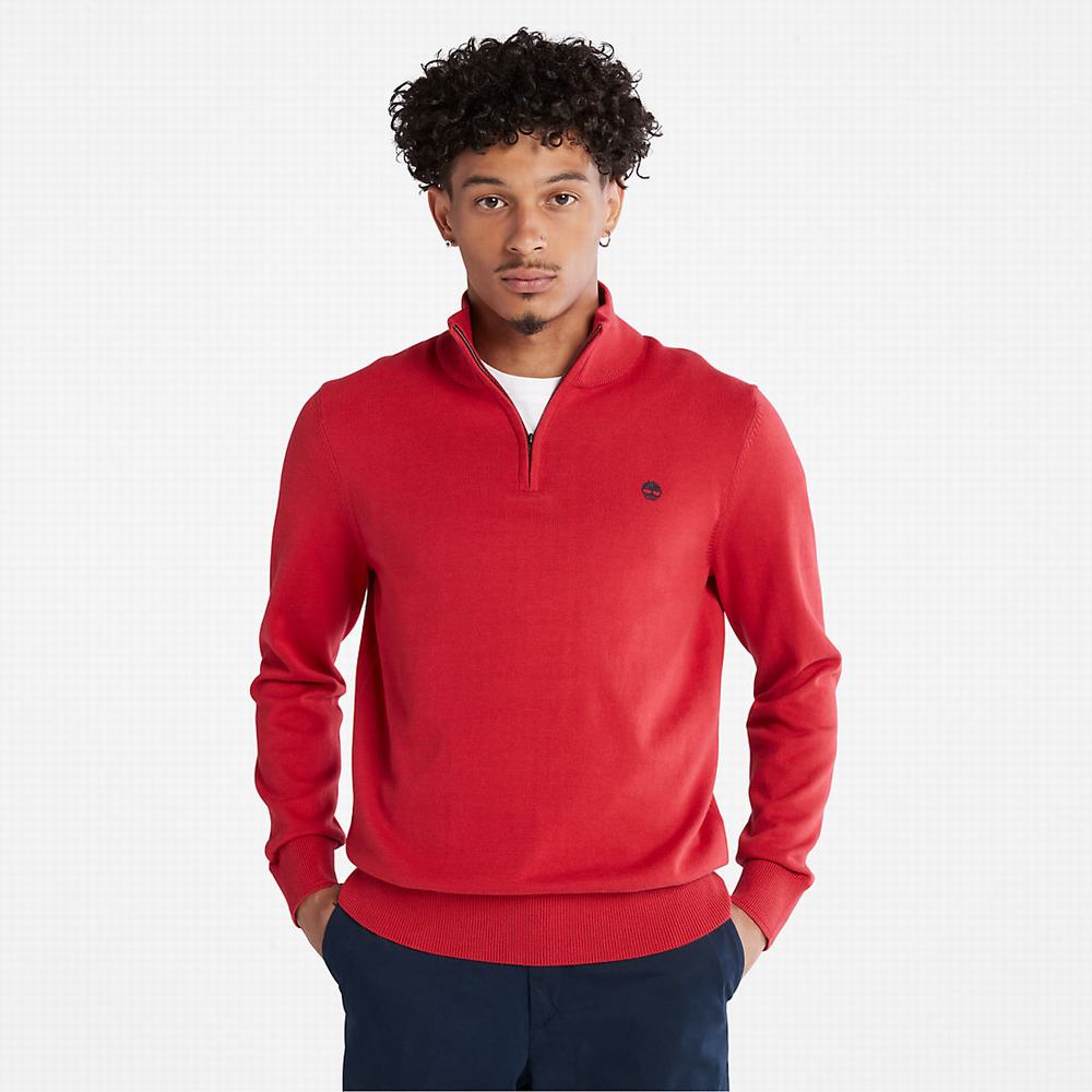 Pánské Jumpers Timberland Williams River Zip-neck Červené | TI35891-462