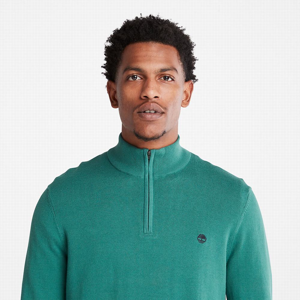 Pánské Jumpers Timberland Williams River Zip-neck Zelene | TI73689-183