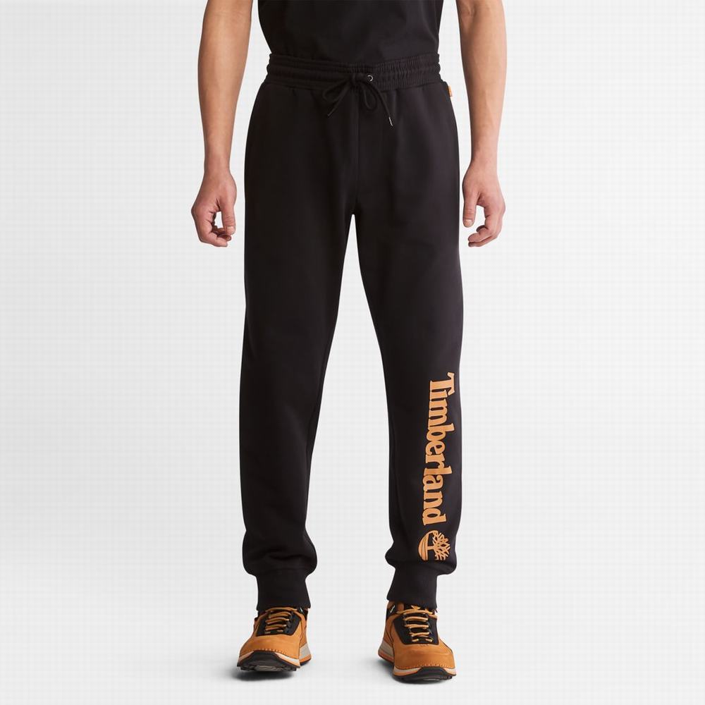 Pánské Kalhoty Timberland Logo Sweatpants Černé Hnědé | TI32704-087