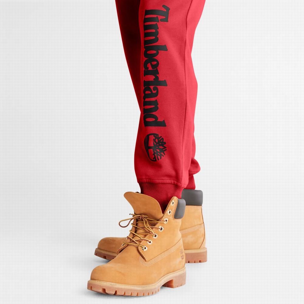 Pánské Kalhoty Timberland Logo Sweatpants Tmavě Červené Černé | TI42738-692
