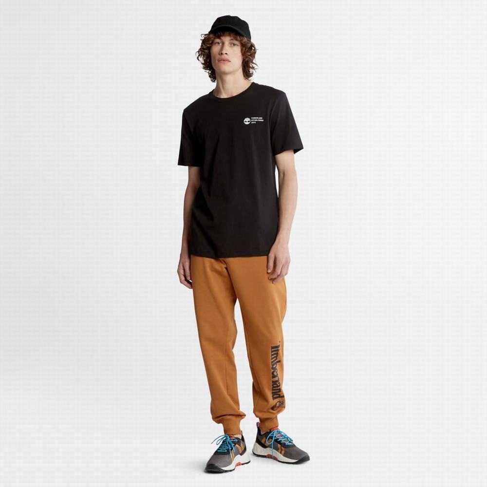 Pánské Kalhoty Timberland Logo Sweatpants Hnědé Černé | TI58267-047