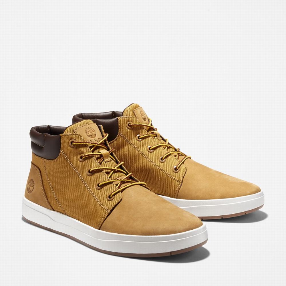 Pánské Kotníkové Boty Timberland Davis Square Leather/Fabric Chukka Hnědé | TI28605-537