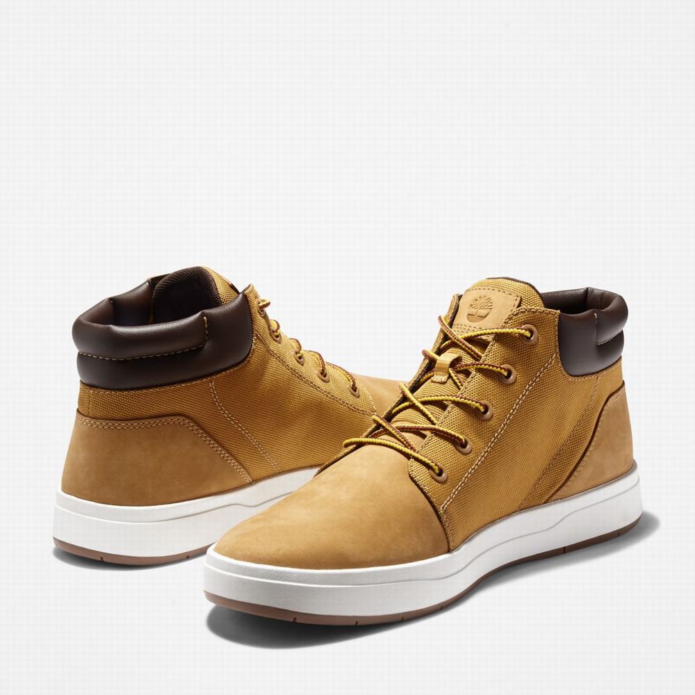 Pánské Kotníkové Boty Timberland Davis Square Leather/Fabric Chukka Hnědé | TI28605-537