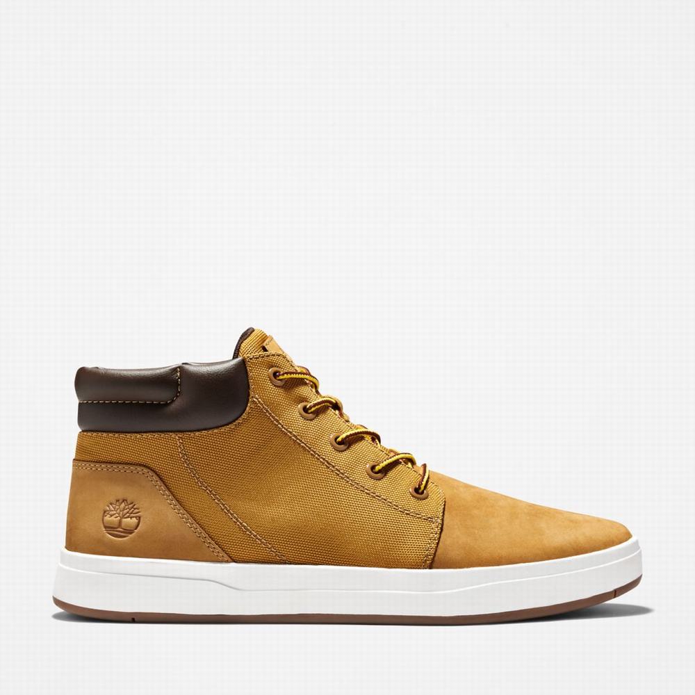 Pánské Kotníkové Boty Timberland Davis Square Leather/Fabric Chukka Hnědé | TI28605-537