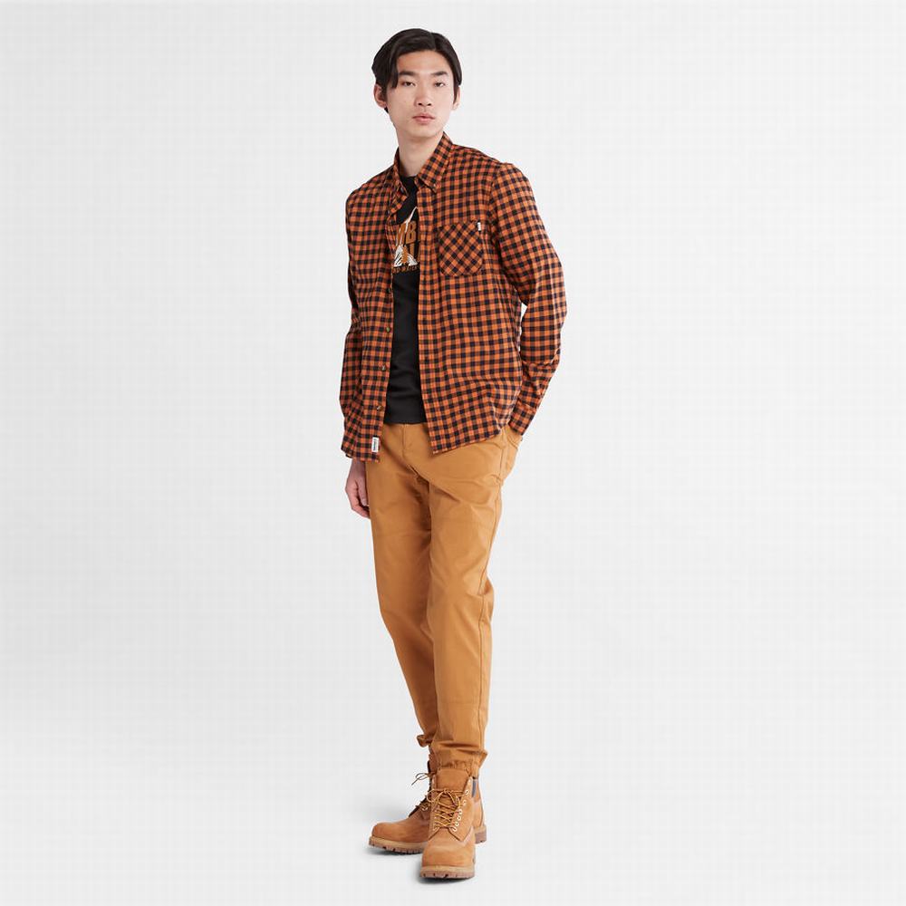 Pánské Košile Timberland Back River Check Oranžové | TI19732-348