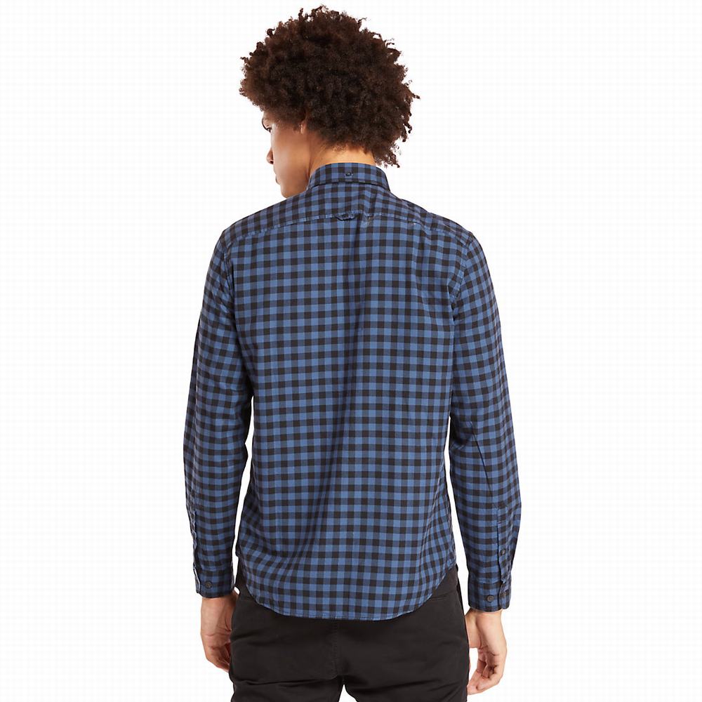 Pánské Košile Timberland Back River Slim Check Tmavě Blankyt | TI58374-198