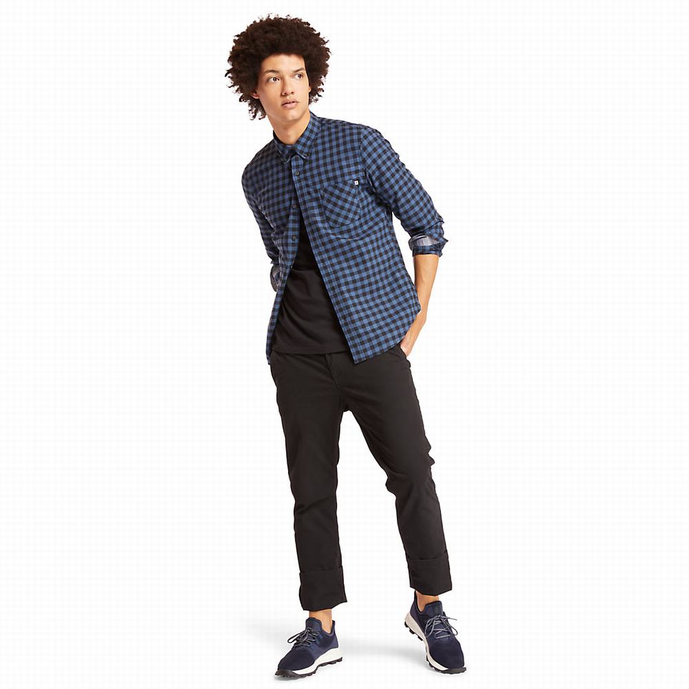 Pánské Košile Timberland Back River Slim Check Tmavě Blankyt | TI58374-198