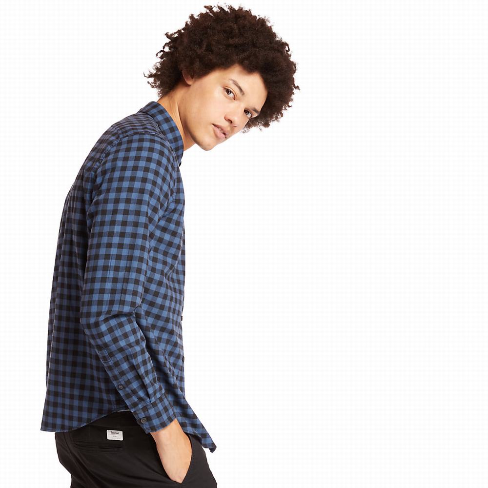 Pánské Košile Timberland Back River Slim Check Tmavě Blankyt | TI58374-198
