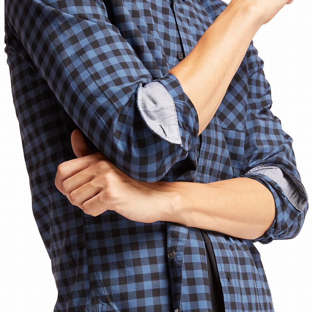 Pánské Košile Timberland Back River Slim Check Tmavě Blankyt | TI58374-198