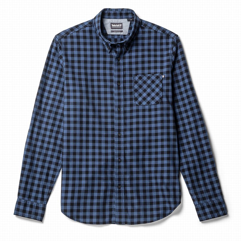 Pánské Košile Timberland Back River Slim Check Tmavě Blankyt | TI58374-198