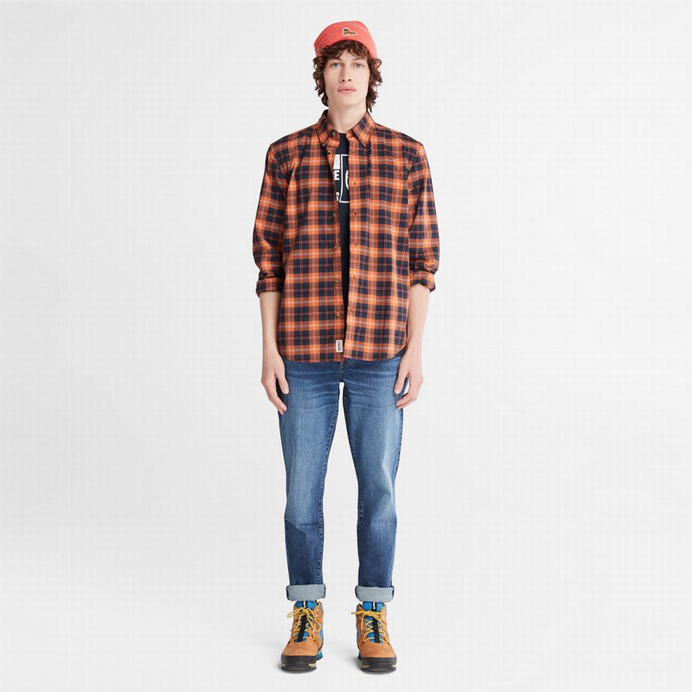 Pánské Košile Timberland Eastham River Stretch Checked Oranžové | TI16804-615
