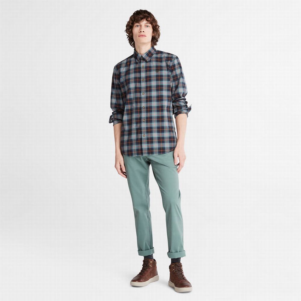 Pánské Košile Timberland Eastham River Stretch Checked Zelene | TI87206-249