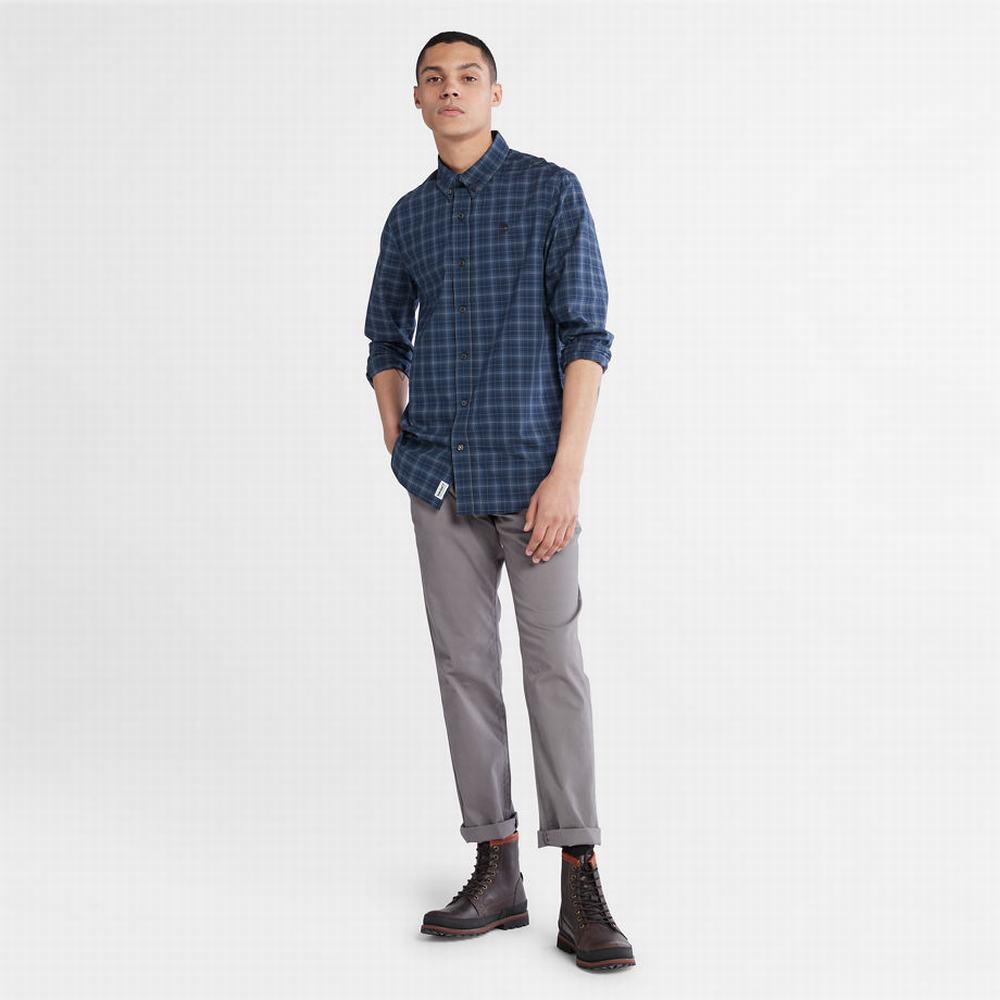 Pánské Košile Timberland Eastham River Stretch Check Tmavě Blankyt | TI91276-269