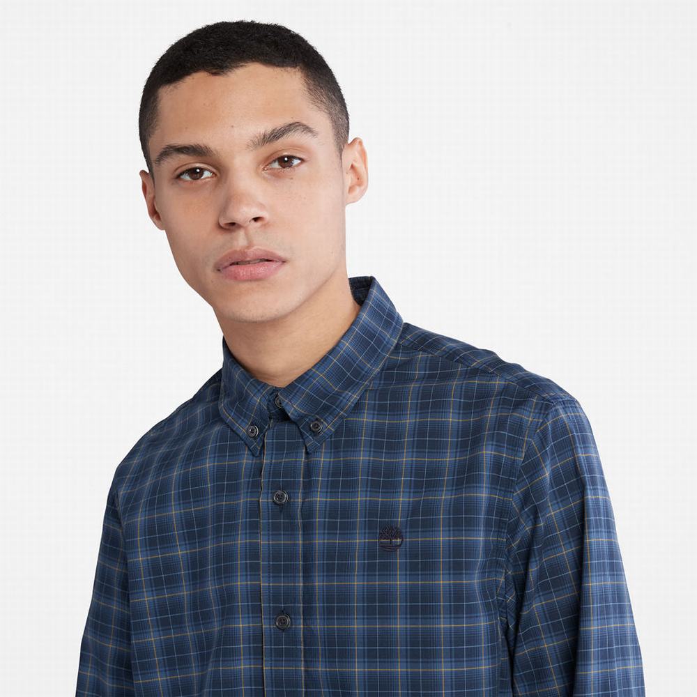 Pánské Košile Timberland Eastham River Stretch Check Tmavě Blankyt | TI91276-269