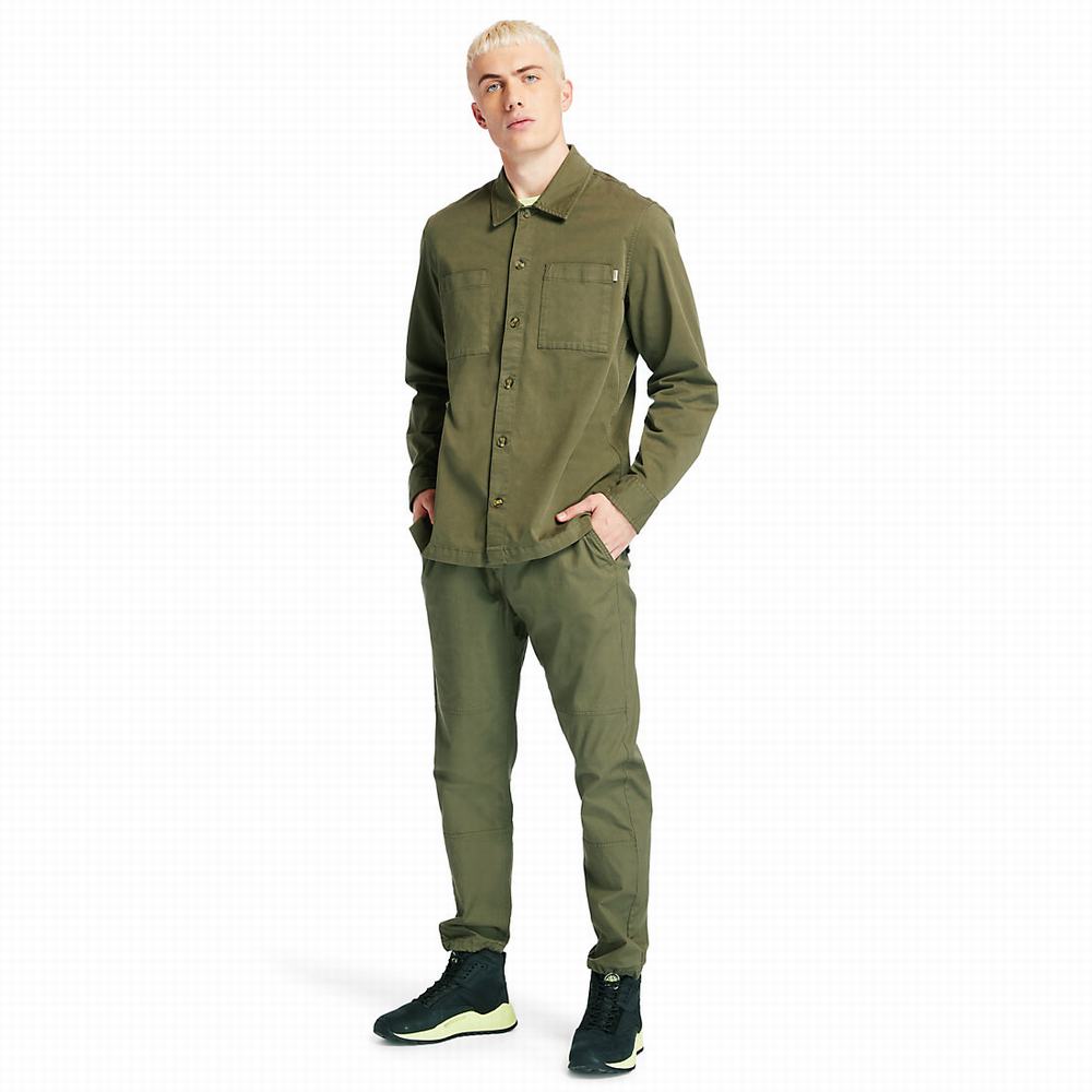 Pánské Košile Timberland Garment-Dyed Twill Tmavě Zelene | TI12654-037