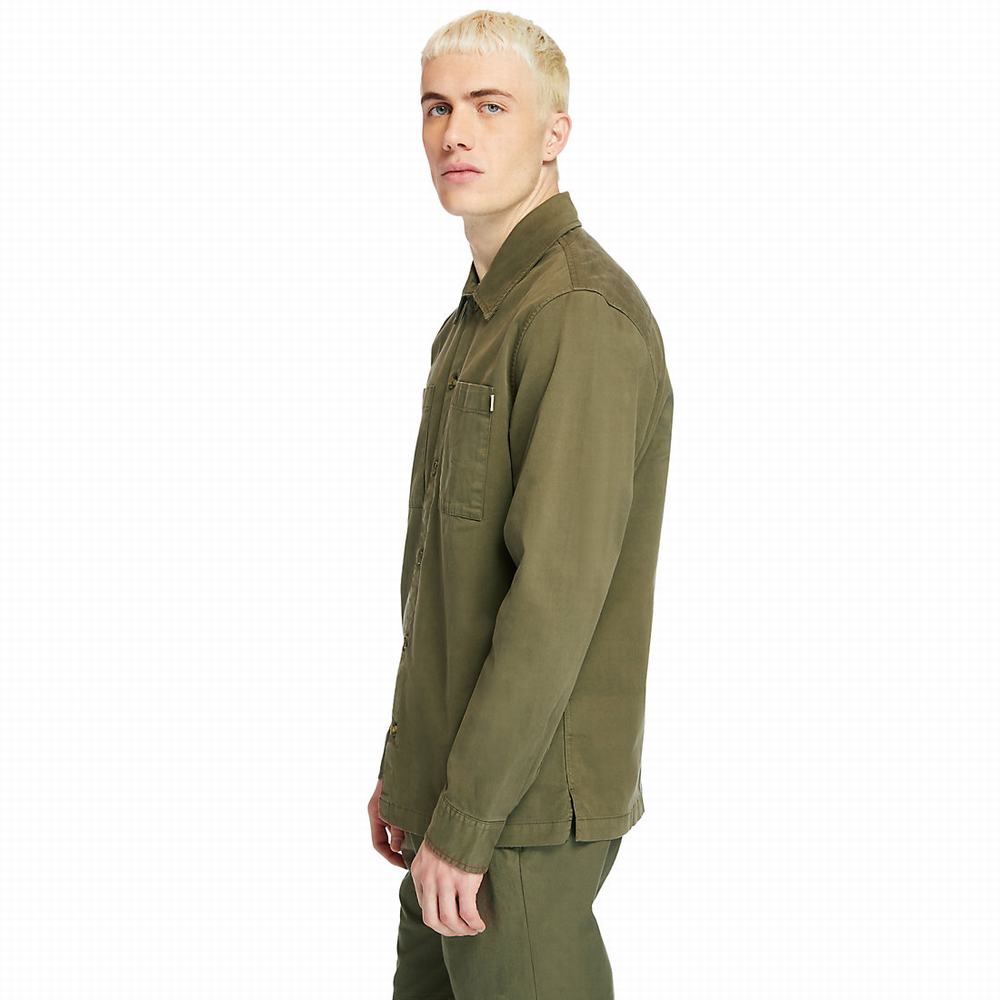 Pánské Košile Timberland Garment-Dyed Twill Tmavě Zelene | TI12654-037