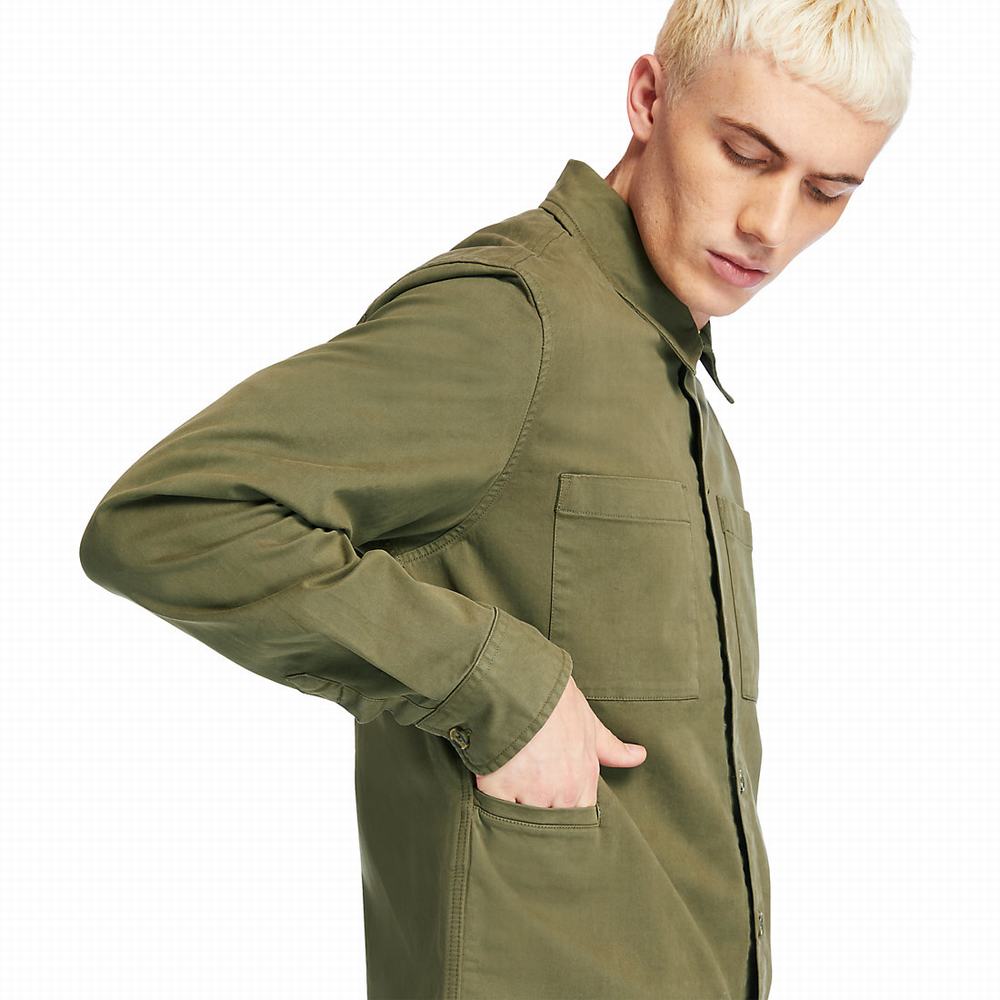 Pánské Košile Timberland Garment-Dyed Twill Tmavě Zelene | TI12654-037
