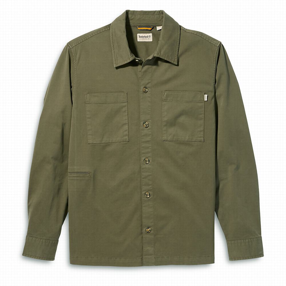 Pánské Košile Timberland Garment-Dyed Twill Tmavě Zelene | TI12654-037