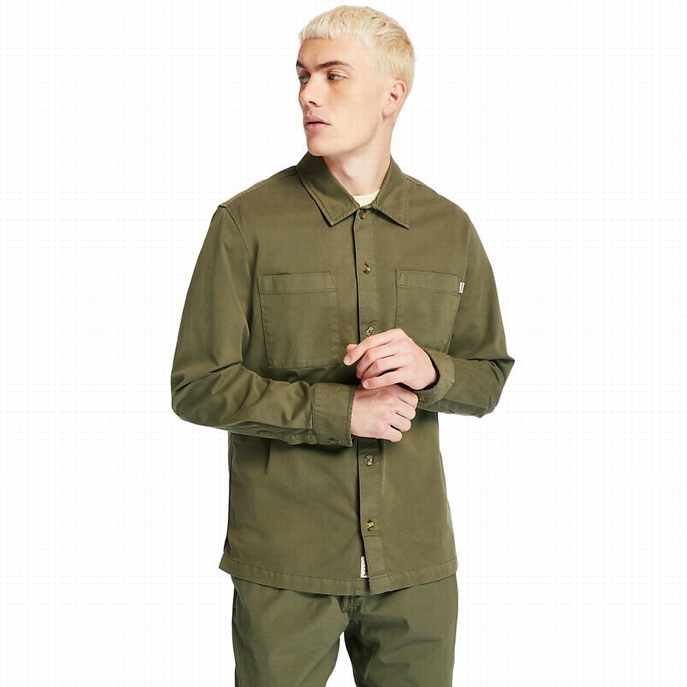 Pánské Košile Timberland Garment-Dyed Twill Tmavě Zelene | TI12654-037