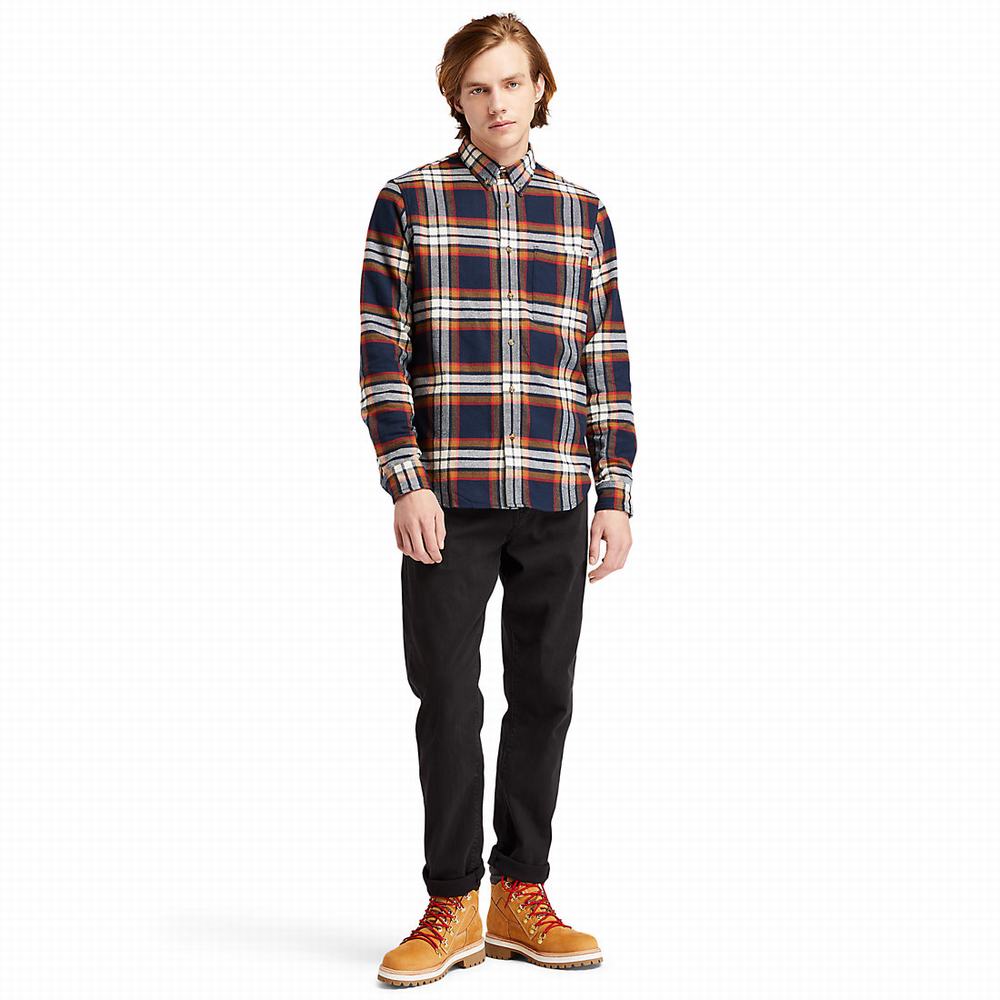 Pánské Košile Timberland Heavy Flannel Check Tmavě Blankyt | TI06245-059