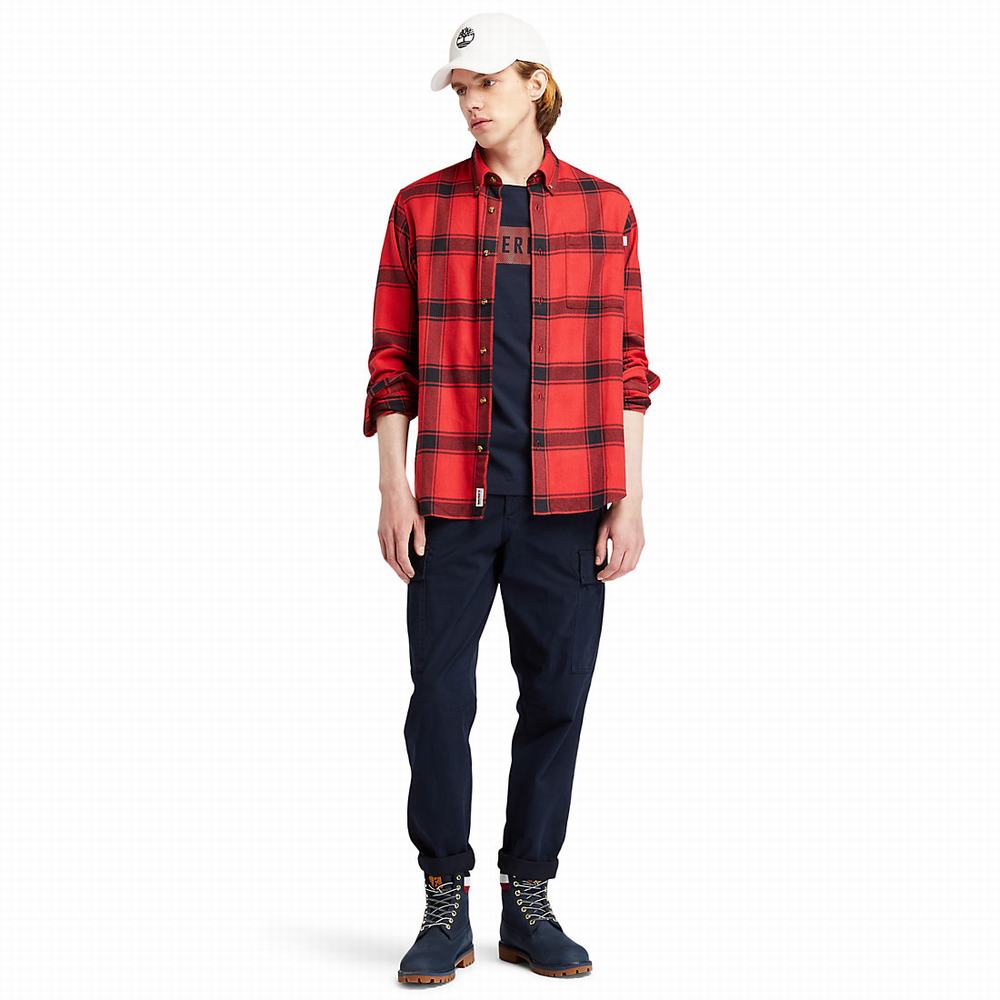 Pánské Košile Timberland Heavy Flannel Checked Červené | TI27489-183
