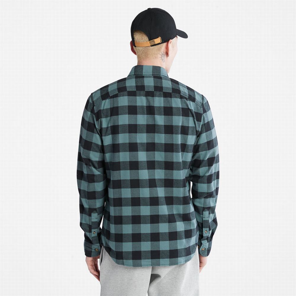 Pánské Košile Timberland Mascoma River Slim-Fit Check Zelene | TI98074-764