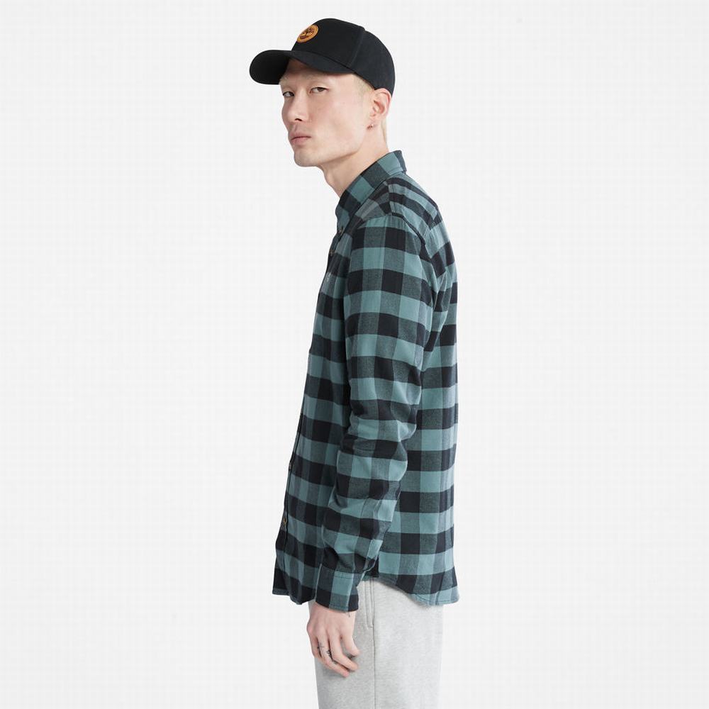Pánské Košile Timberland Mascoma River Slim-Fit Check Zelene | TI98074-764