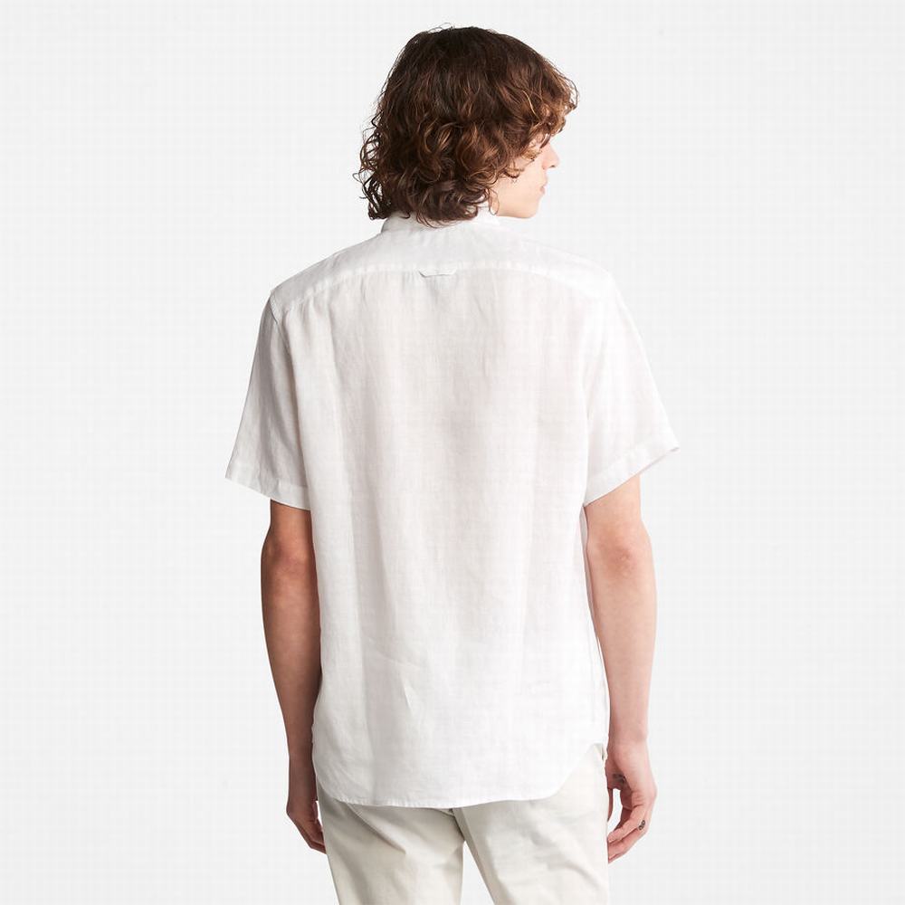 Pánské Košile Timberland Mill River Krátké-Sleeve Linen Bílé | TI71934-409