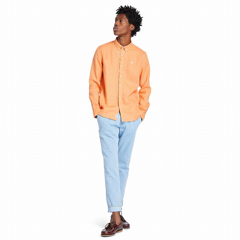 Pánské Košile Timberland Mill River LS Linen Oranžové | TI48127-158