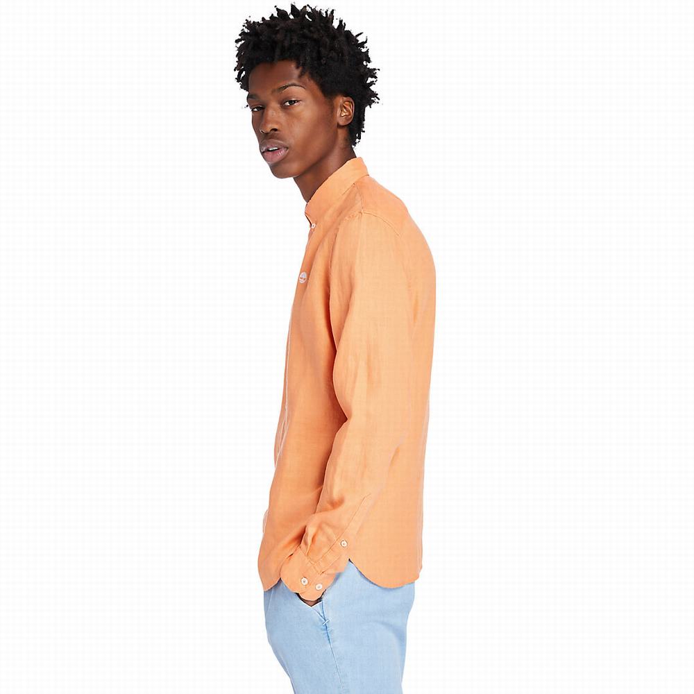 Pánské Košile Timberland Mill River LS Linen Oranžové | TI48127-158