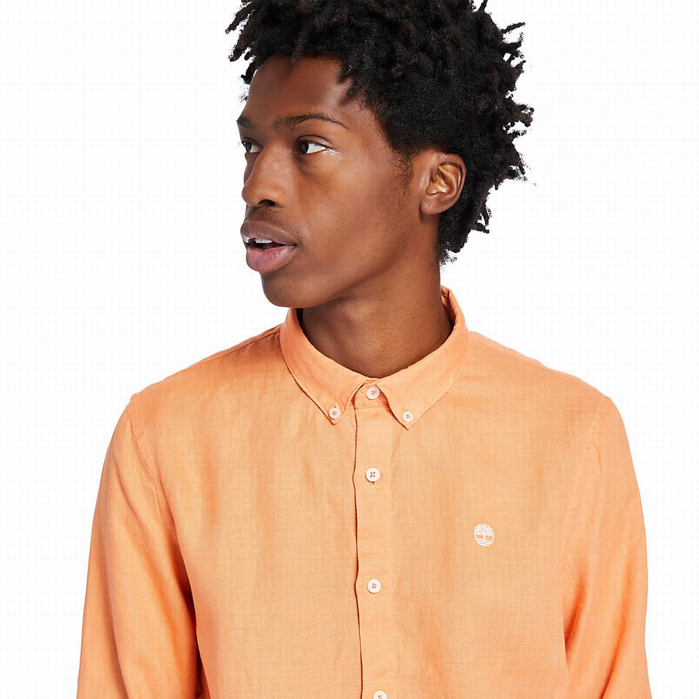 Pánské Košile Timberland Mill River LS Linen Oranžové | TI48127-158