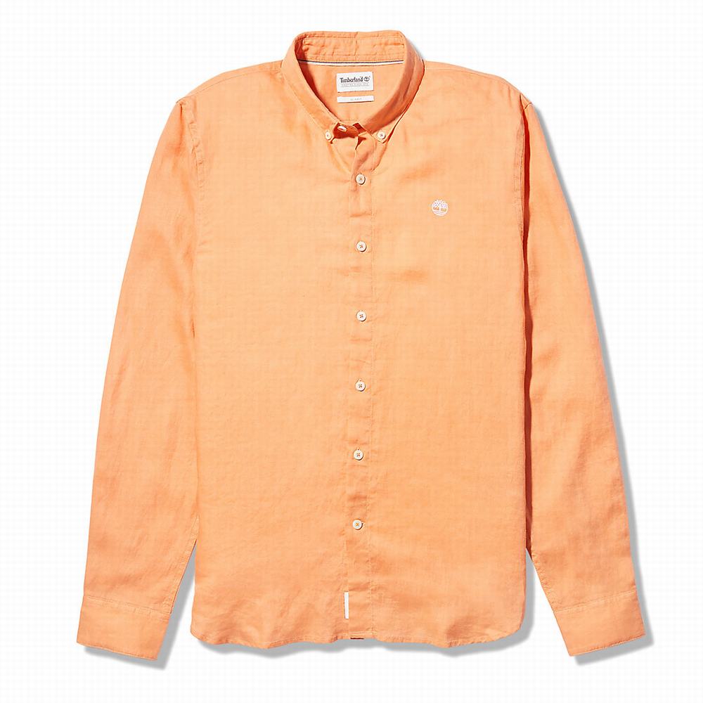 Pánské Košile Timberland Mill River LS Linen Oranžové | TI48127-158