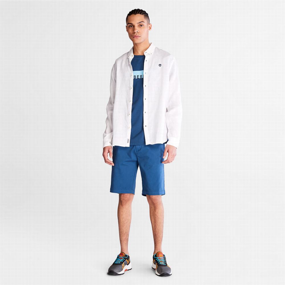 Pánské Košile Timberland Mill River LS Linen Bílé | TI74861-246