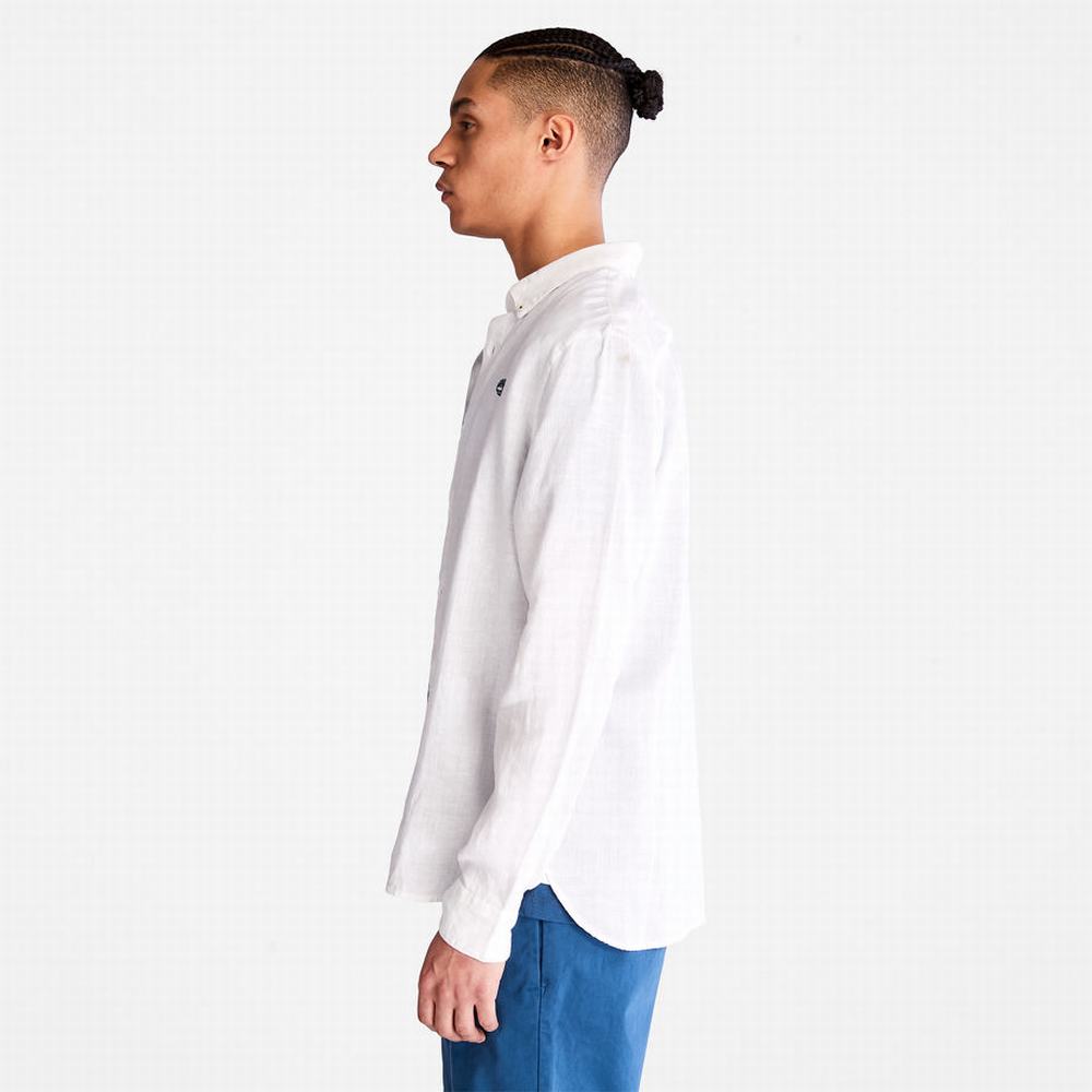 Pánské Košile Timberland Mill River LS Linen Bílé | TI74861-246