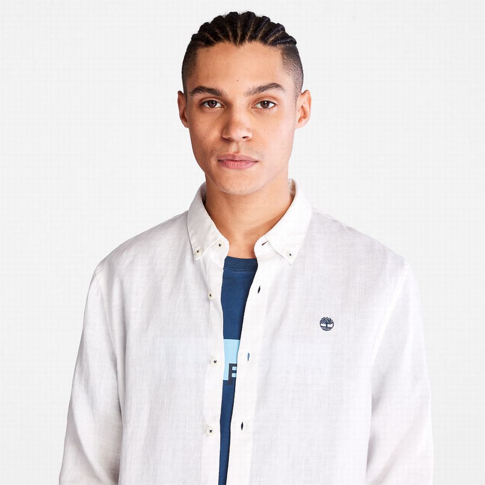 Pánské Košile Timberland Mill River LS Linen Bílé | TI74861-246