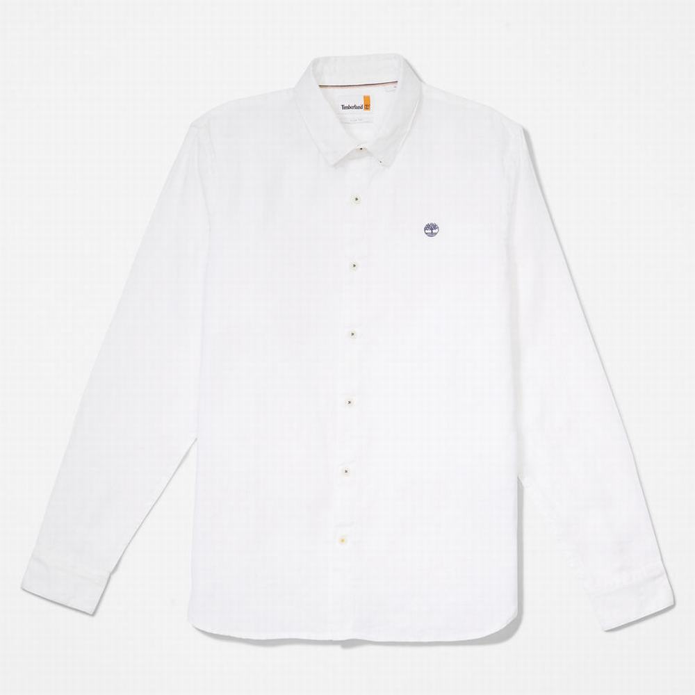 Pánské Košile Timberland Mill River LS Linen Bílé | TI74861-246
