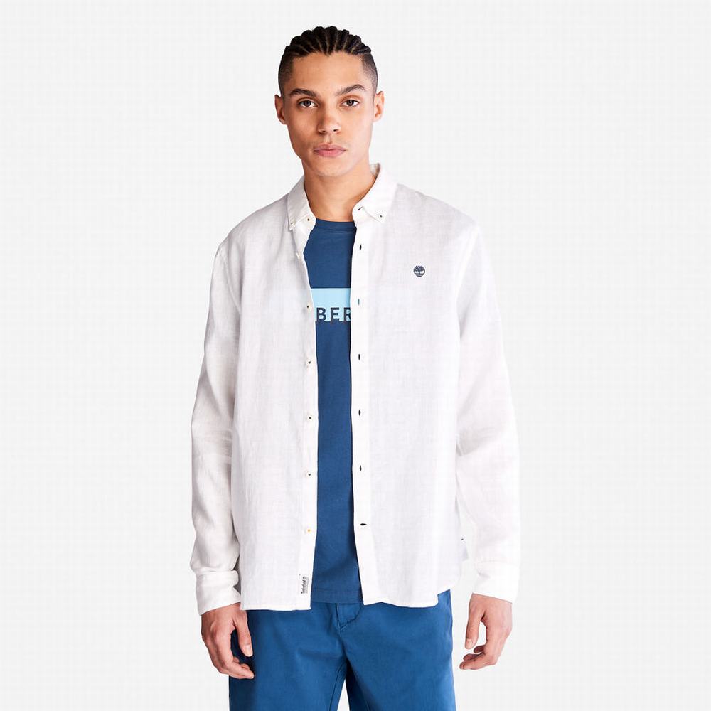 Pánské Košile Timberland Mill River LS Linen Bílé | TI74861-246