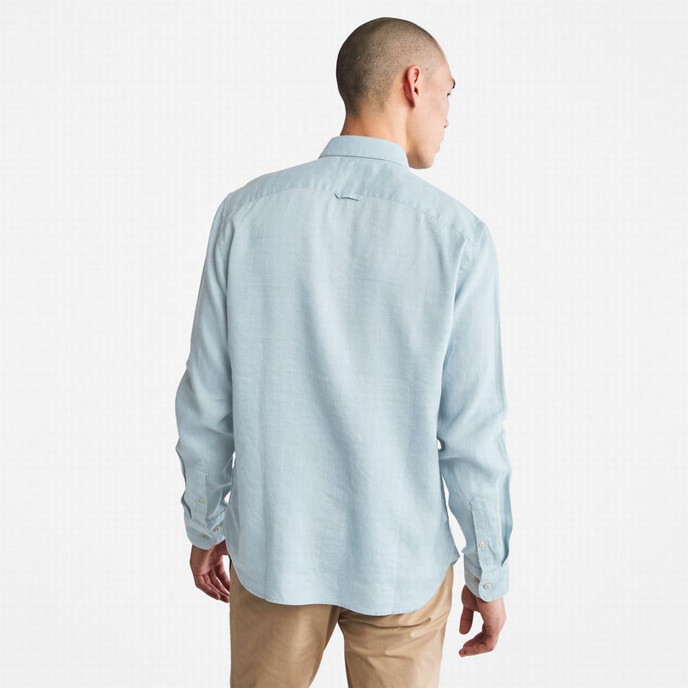 Pánské Košile Timberland Mill River LS Linen Světle Blankyt | TI97136-426