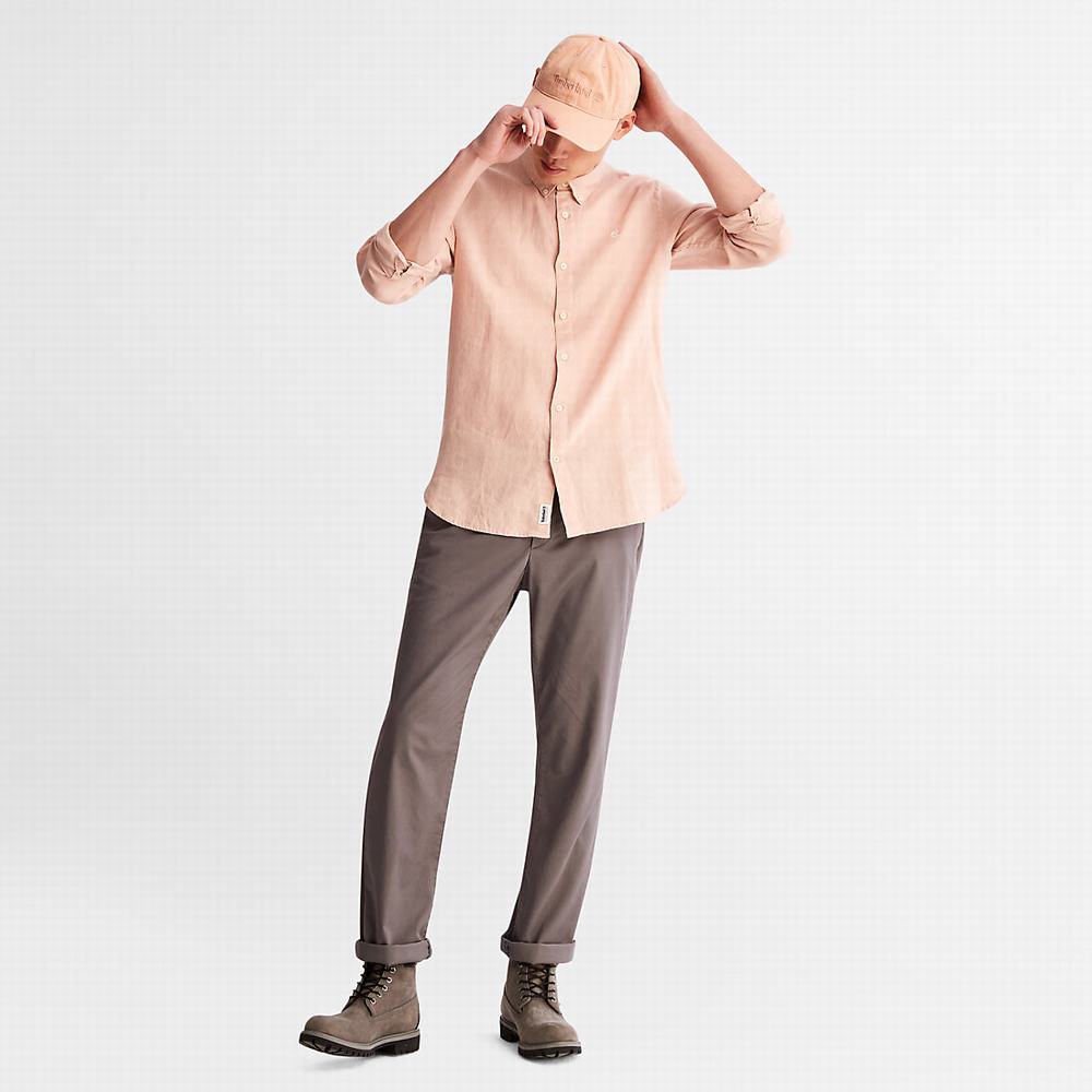 Pánské Košile Timberland Mill River Slim-Fit Linen Světle Růžové | TI05497-374