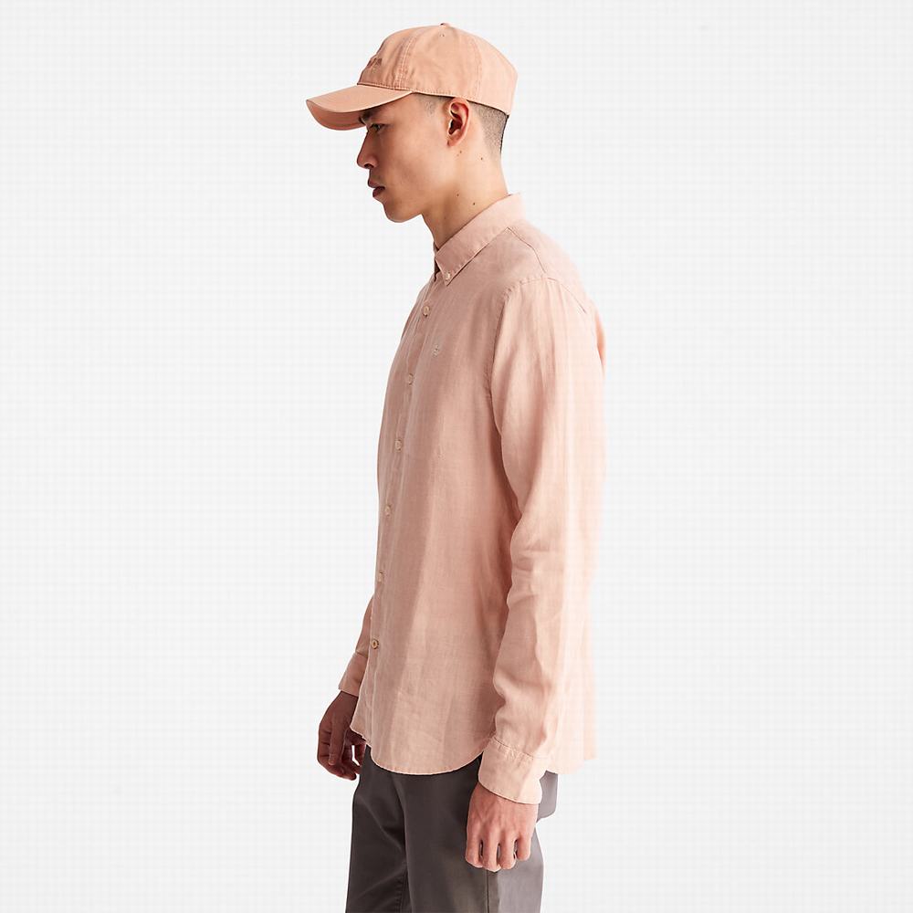Pánské Košile Timberland Mill River Slim-Fit Linen Světle Růžové | TI05497-374