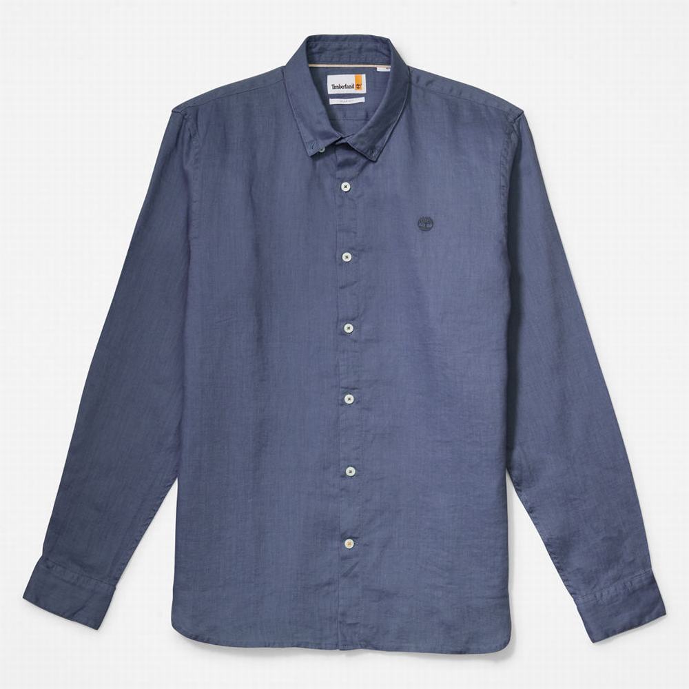 Pánské Košile Timberland Mill River Slim-Fit Linen Blankyt Tmavě Blankyt | TI10546-824