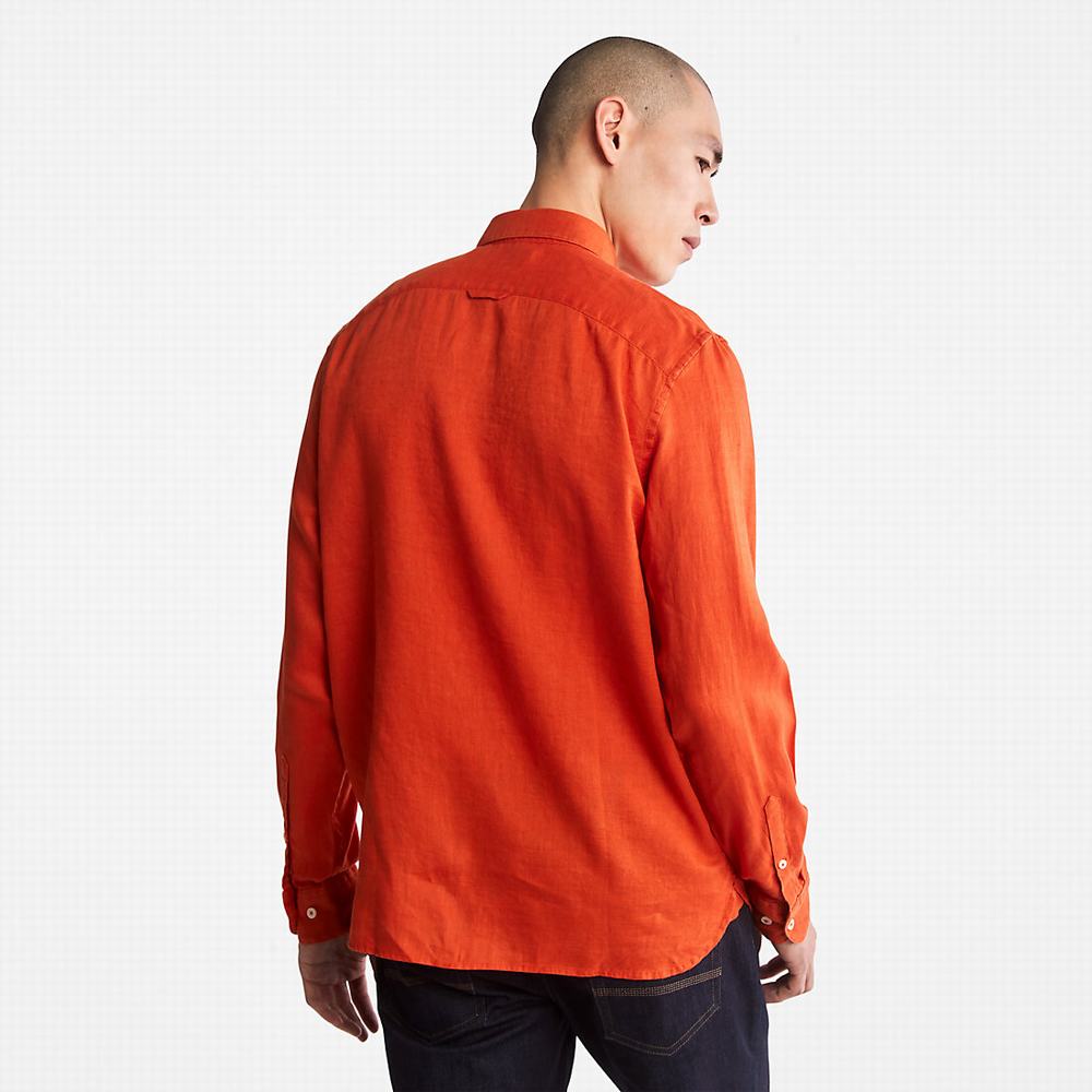 Pánské Košile Timberland Mill River Slim-Fit Linen Oranžové | TI73681-197